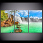 Wall Art Pictures Posters 3 Pieces Waterfall Natural Landscape Green Lake HD Printed Painting On Canvas