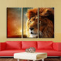 Printed Canvas Modern HD 3 Panel Animal Lion Pictures Modular Painting Wall Art Poster