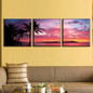 Canvas Wall Art Pictures 3 Pieces Red Sunset Tropical Coast Seascape Painting HD Prints Poster