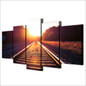 Canvas Painting Wall Art 5 Panel Train Track Landscape Bedroom Prints Pictures