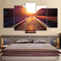Canvas Painting Wall Art 5 Panel Train Track Landscape Bedroom Prints Pictures