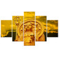 Artwork Poster Canvas Painting Vintage HD Wall Art 5 Panel Gold Buddha Modern Type Pictures Modular Printing