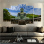 HD Poster Printed Modern Canvas Wall Art Pictures 5 Panel Big Stone Buddha Landscape Painting