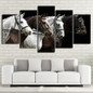 Canvas HD Prints Paintings 5 Pieces Black And Brown Horses Race Poster Modular Wall Art Pictures