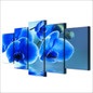 Modern Canvas Wall Art Home Poster 5 Panel Blue Orchid Flowers HD Printed Pictures Painting