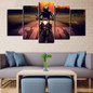 Home Decoration Abstract Wall Art Pictures 5 Panels Motorcycle Driver Posters HD Printed Painting