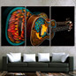 Canvas Wall Art Pictures Modern 3 Pieces Music Instrument Retro Feather Guitar Decor HD Print Poster Paintings