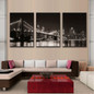 Canvas Wall Art Pictures Modern 3 Pieces Brooklyn Bridge HD Printed City Night Landscape Poster Painting