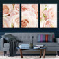 HD Printed Pictures Canvas Wall Art 3 Pieces Bright Light Pink Roses Flowers Painting Posters