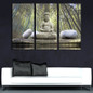 HD Printed Pictures Canvas Wall Art 3 Pieces Buddha Stone Bamboo Forest Landscape Painting Posters