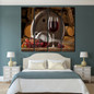 4 Piece Canvas Art HD Printed Grapes Red Wine Glasses Barrel Wall Pictures For Living Room