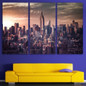 Modern Canvas Wall Art Picture 3 Pieces City New York Buildings Sunset Landscape Painting HD Printed Poster