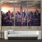 Modern Canvas Wall Art Picture 3 Pieces City New York Buildings Sunset Landscape Painting HD Printed Poster