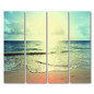 4 Piece Canvas Painting Seascape Sunset Beach Wall Pictures Posters And Prints