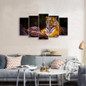 Modern HD Printed Modular Posters 5 Panel Animal Tiger Tableau Wall Art Canvas Pictures Paintings