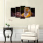 Modern HD Printed Modular Posters 5 Panel Animal Tiger Tableau Wall Art Canvas Pictures Paintings