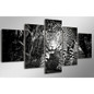 Posters Modular Picture Wall Art 5 Panel Animal Leopard Walk HD Printed Modern Painting