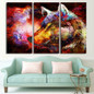 Canvas Wall Art Pictures Poster 3 Pieces Colorful Abstract Wolf HD Printed Abstract Animal Painting