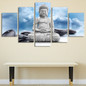 Printed Canvas Modern HD 5 Panel Buddha Flower Pictures Painting Wall Art Poster Modular