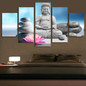 Canvas Wall HD Painting Poster Art Modern 5 Panel Flower Figure Of Buddha Printed Pictures
