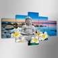 HD Canvas Wall Art Poster Modern 5 Panel Buddha Flowers Print Painting Modular Pictures