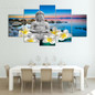 HD Canvas Wall Art Poster Modern 5 Panel Buddha Flowers Print Painting Modular Pictures