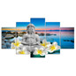 HD Canvas Wall Art Poster Modern 5 Panel Buddha Flowers Print Painting Modular Pictures