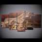 HD Modular Wall Art Posters 5 Panel Animal Wolf Printed Modern Painting On Canvas Picture
