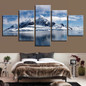 Modern Wall Art Modular Pictures 5 Pieces Glacier Lake Blue Sky Winter Landscape HD Printed Painting On Canvas