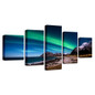 Canvas Painting Cuadros Wall Art 5 Panel Beautiful Northern Lights Modular Pictures Prints