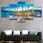 Modern On The Wall Art Modular 5 Panel Muslim Islam Building Abstract Painting On Canvas Pictures