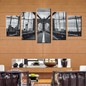 Printed Modern Canvas HD 5 Panel Bridge Landscape Pictures Painting Wall Art Modular Poster
