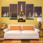 Wall Art Modular HD Printed Pictures Modern Poster 5 Panel Paris Tower Landscape Canvas Painting
