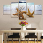 Modern Canvas Painting HD Printed Wall Art Pictures 5 Pieces Sea Creatures Starfish Sand Beach Poster