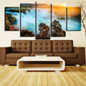 HD Canvas Painting Wall Art 5 Panel Sunrise Waterfall Landscape Printed Pictures Poster