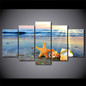 Modular Painting Canvas Wall Art Pictures 5 Pieces Beach Rainbow Landscape Starfish Sea Shells Poster