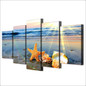 Modular Painting Canvas Wall Art Pictures 5 Pieces Beach Rainbow Landscape Starfish Sea Shells Poster