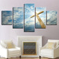 Wall Art Poster Modern 5 Pieces Cross Blue Sky Sun Shines Landscape Canvas Print Painting Pictures