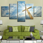 Wall Art Poster Modern 5 Pieces Cross Blue Sky Sun Shines Landscape Canvas Print Painting Pictures