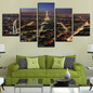 Modern Canvas Printed Pictures Painting 5 Panel Paris Building Night View Modular Wall Art Poster