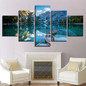 Posters Modular Picture Wall Art 5 Panel Ship Landscape HD Printed On Canvas Modern Painting