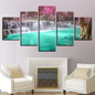 Wall Art Modular HD Printed Canvas Painting Poster 5 Panel Waterfall Landscape Pictures Modern