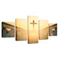 Modular Posters Picture Wall Art Modern 5 Panel Sunrise Cross Landscape HD Printed Canvas Painting