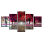 Canvas Pictures Wall Art 5 Panel Red Leaves Tree Landscape Modern Printed HD Paintings