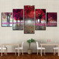 Canvas Pictures Wall Art 5 Panel Red Leaves Tree Landscape Modern Printed HD Paintings
