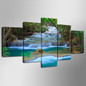 Wall Art Pictures Posters 5 Pieces Forest River Falls Natural Scenery HD Printed Painting Canvas
