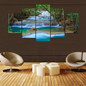 Wall Art Pictures Posters 5 Pieces Forest River Falls Natural Scenery HD Printed Painting Canvas