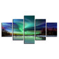 Modern Canvas Pictures HD Printed Wall Art 5 Pieces Woods River Aurora Borealis Night View Painting Posters