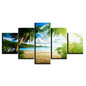 HD Canvas Modern Poster 5 Panel Coconut Trees Sea Landscape Wall Art Printed Pictures Painting
