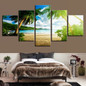 HD Canvas Modern Poster 5 Panel Coconut Trees Sea Landscape Wall Art Printed Pictures Painting